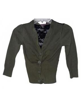 Vintage Y2K Take Out Olive Green Button-Up Cardigan Sweater XS